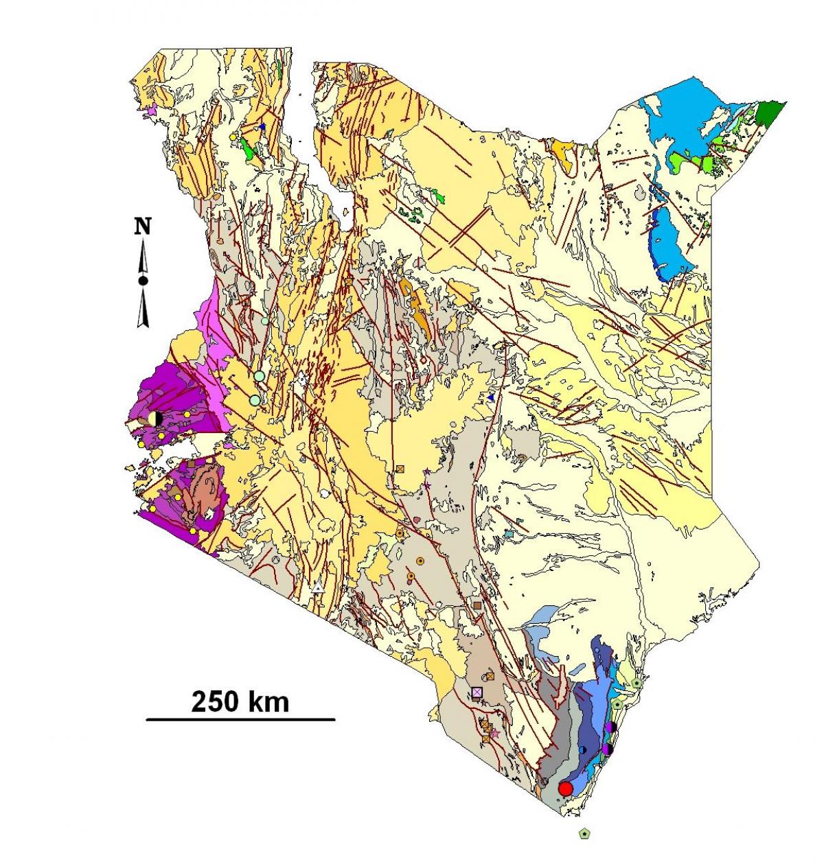 karta över geologisk karta över Kenya