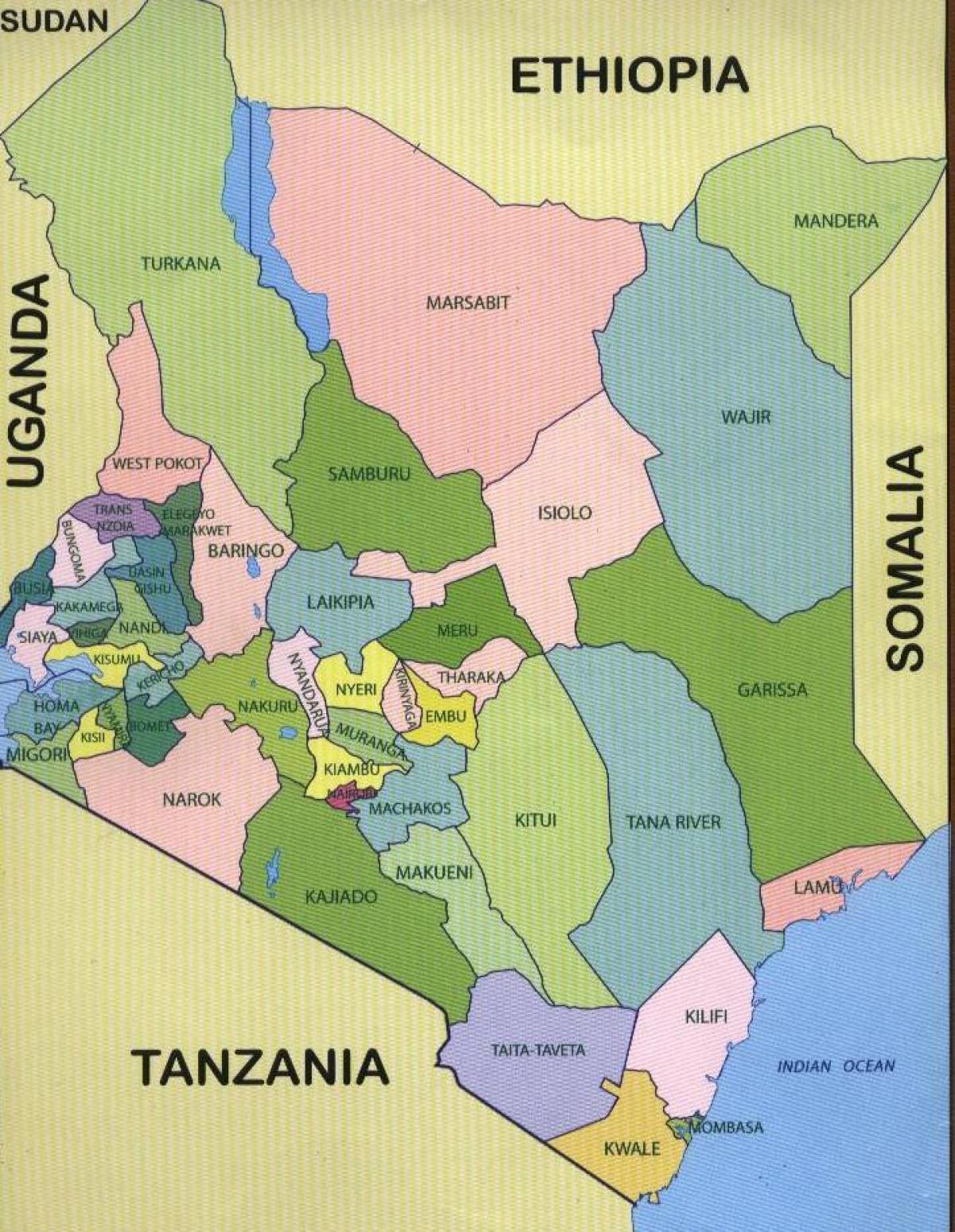 länen i Kenya karta