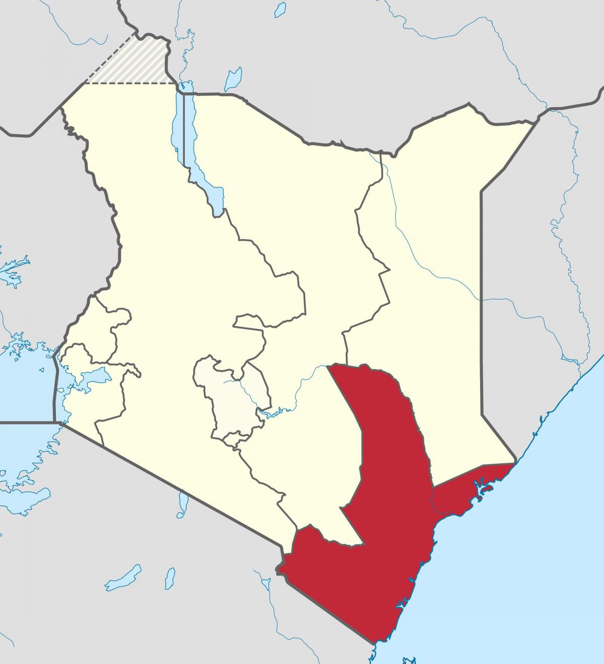karta över kusten provinsen i Kenya