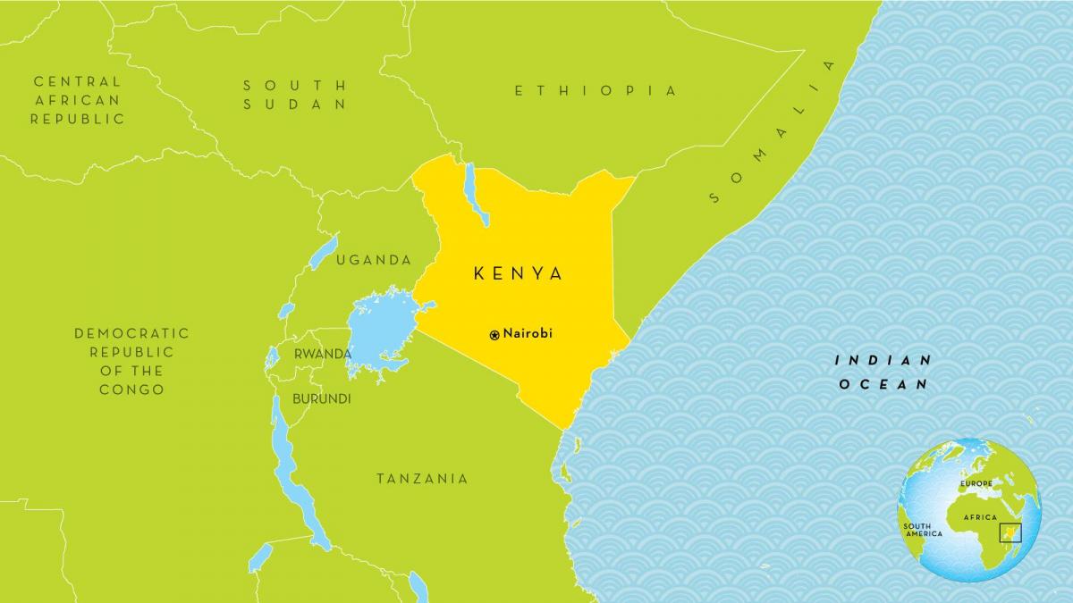 karta över Kenya och omgivande länder