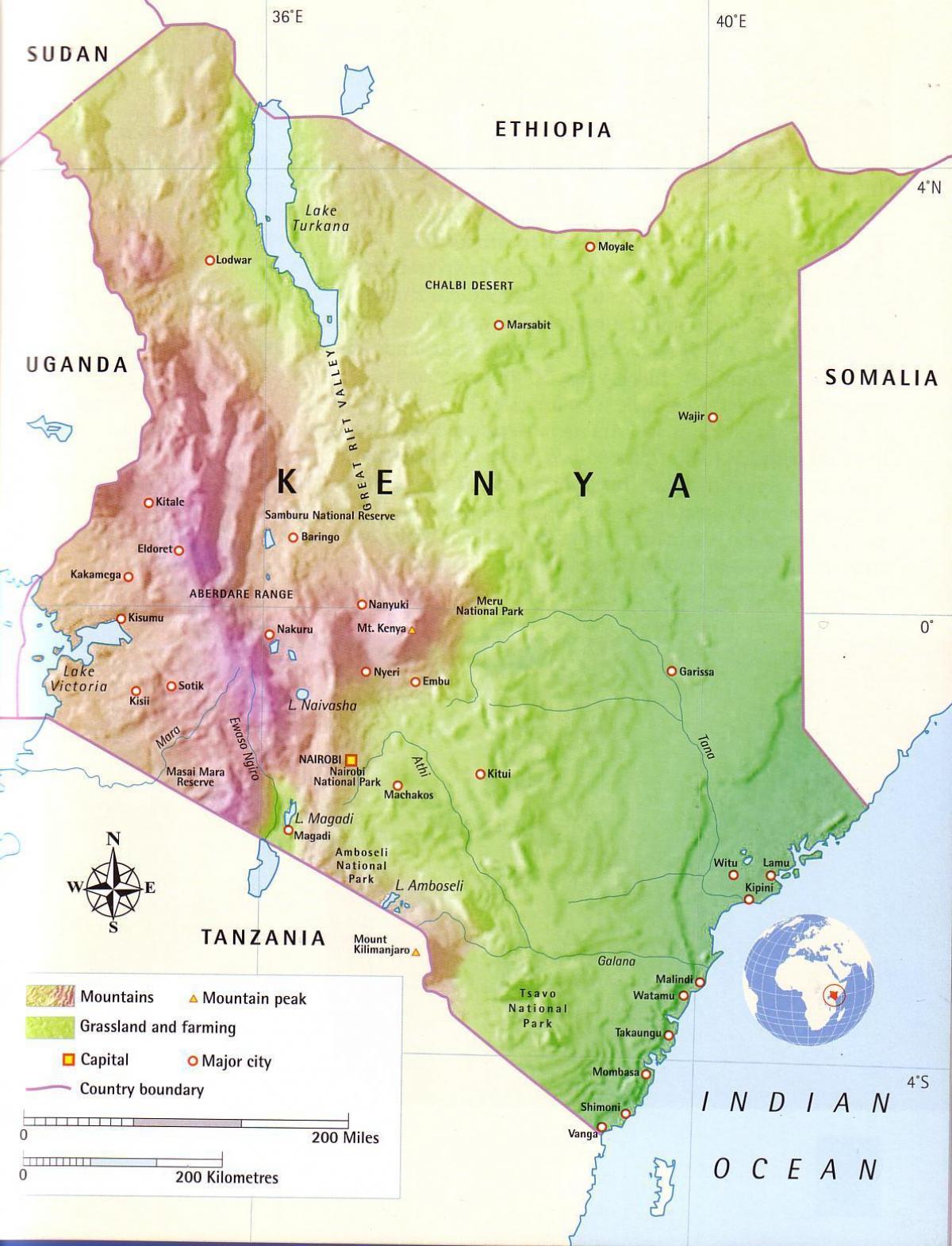 karta över Kenya berg