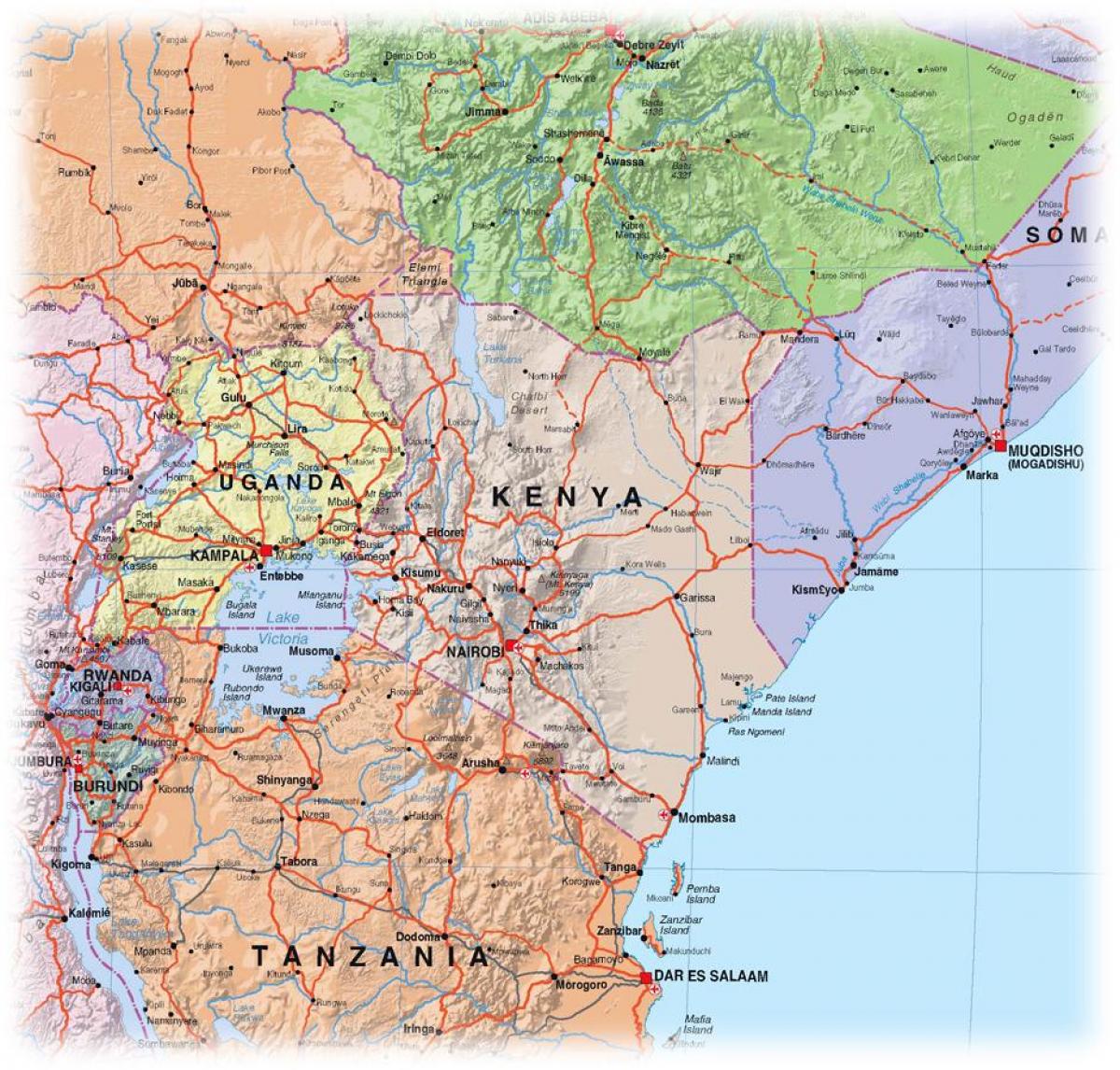 karta över Kenya highlands