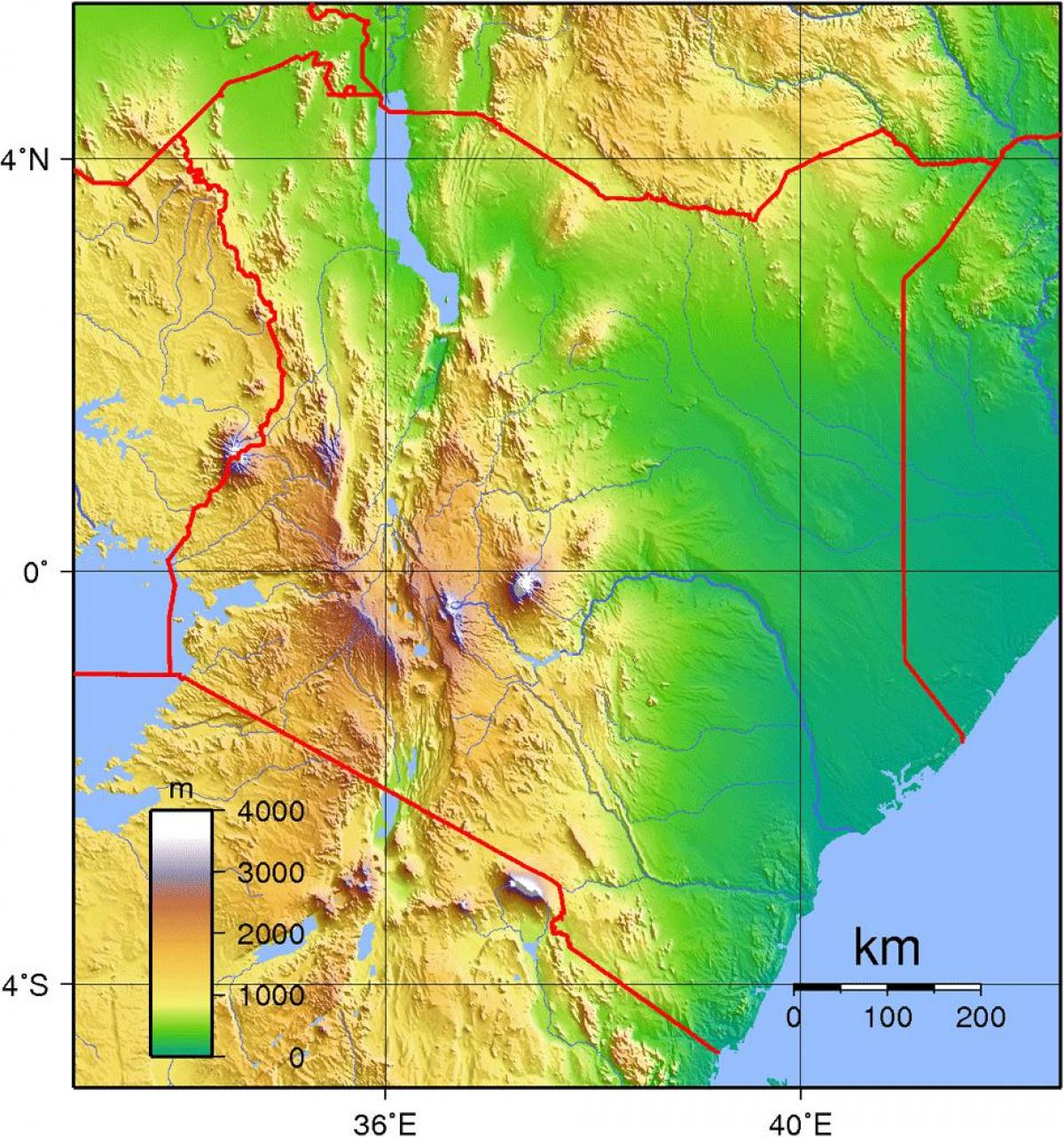 Kenya höjd karta