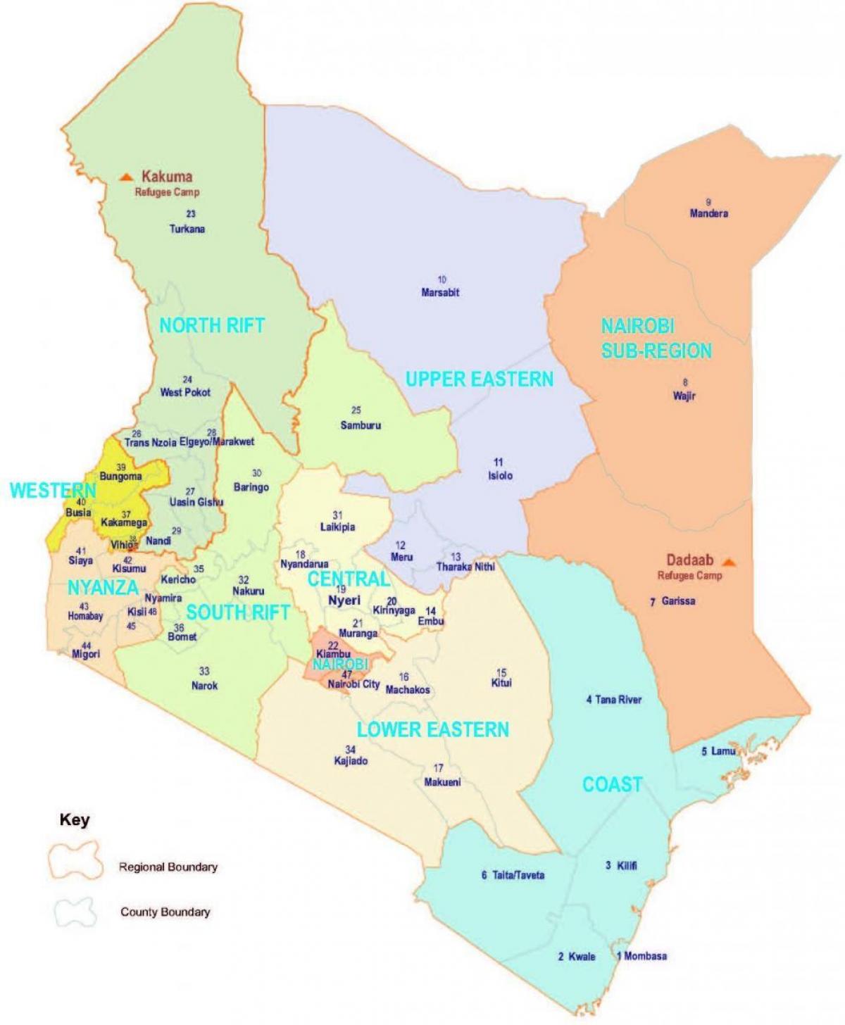 karta över Kenya religion