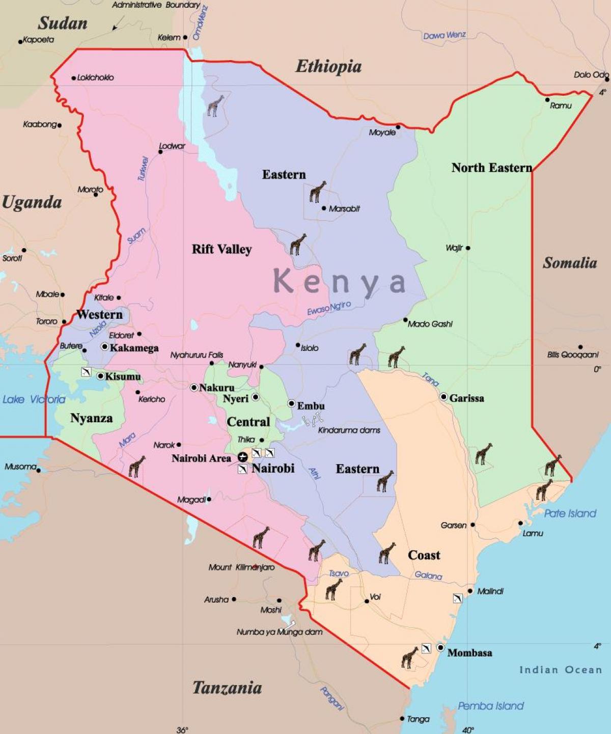 karta över Kenya språk