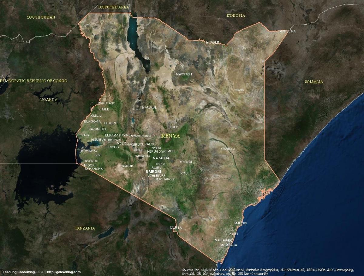 karta över satellit karta över Kenya