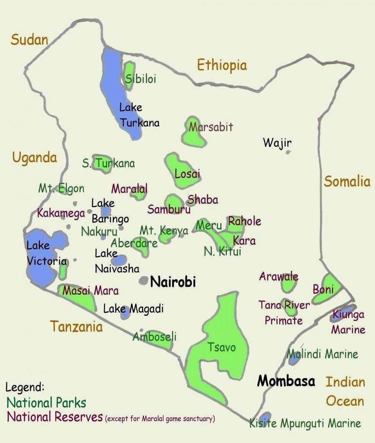 karta över sjöar i Kenya