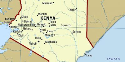 Karta över Kenya med städer