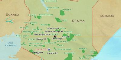 Karta över Kenya nationalparker och naturreservat