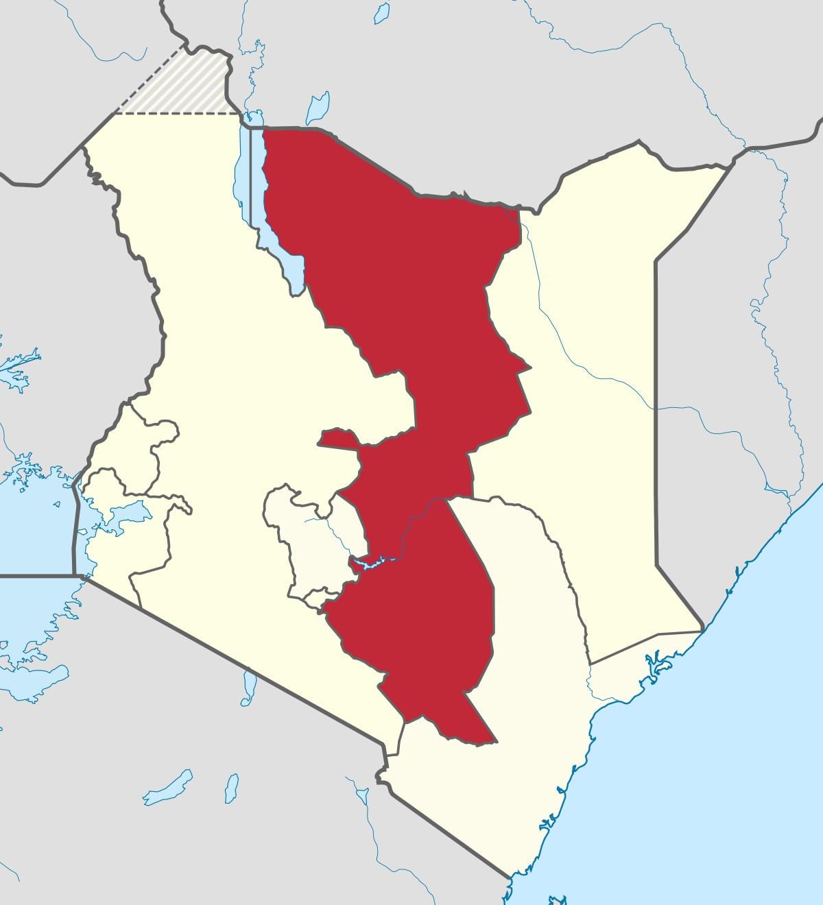 karta över östra provinsen i Kenya