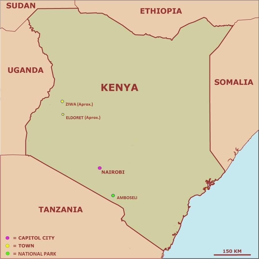 karta av enkel karta över Kenya