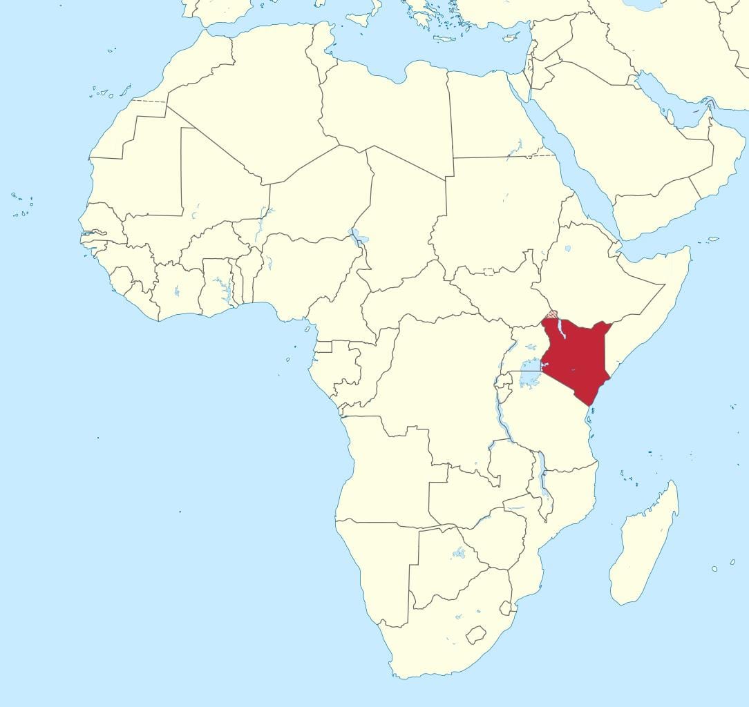 karta över afrika och Kenya markerade