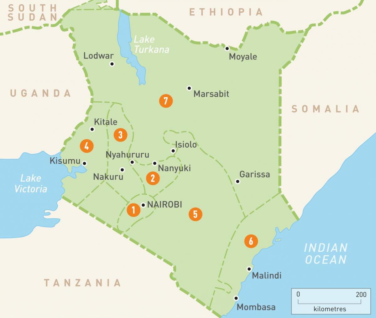 karta över Kenya visar provinser