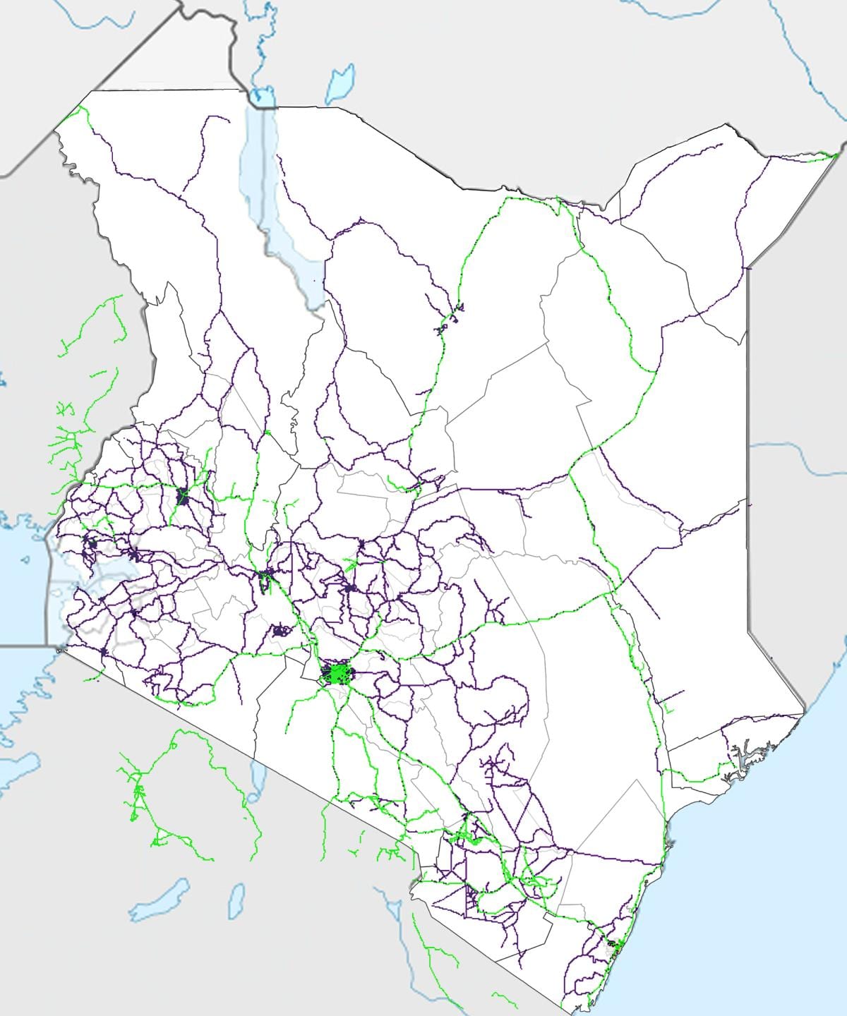 karta över Kenya järnvägen