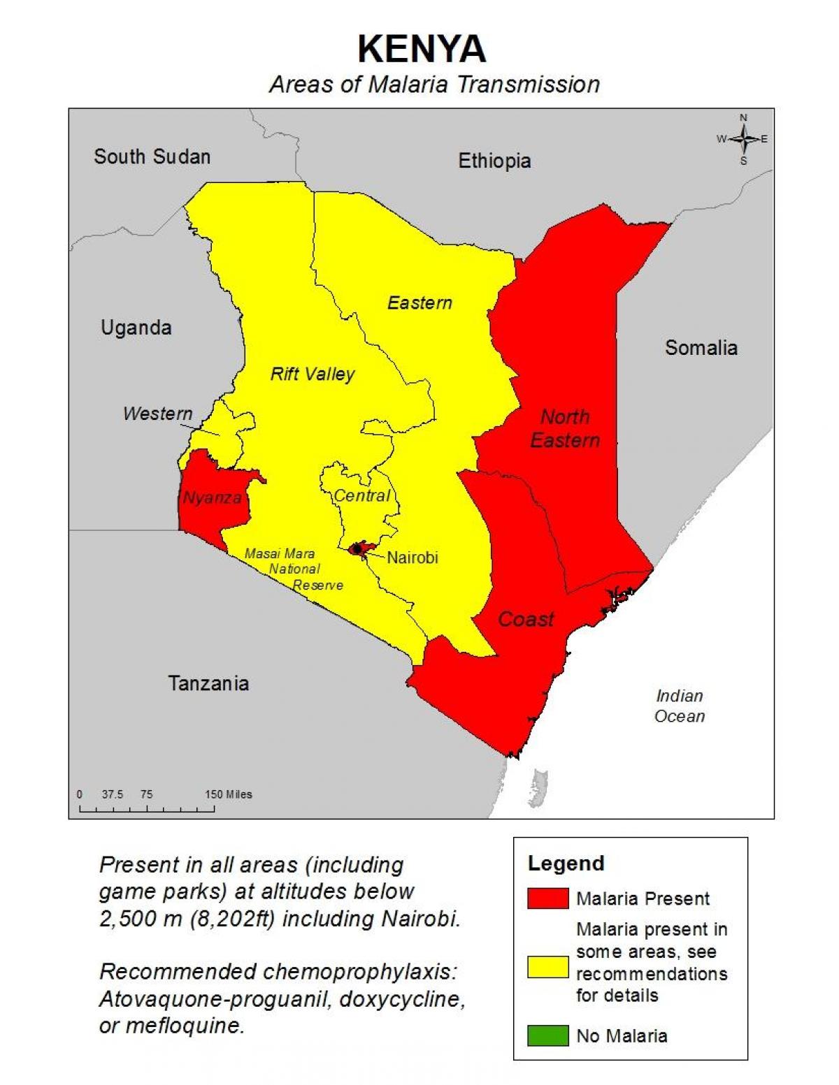 karta över Kenya malaria