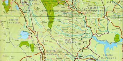Karta över centrala Kenya