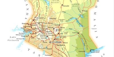 Kenya fysiska egenskaper karta