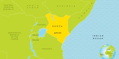 Karta över Kenya och omgivande länder