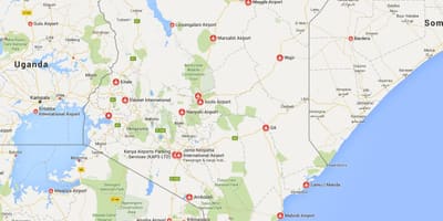 Karta över Kenya flygplatser