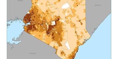 Kenya befolkningstäthet karta