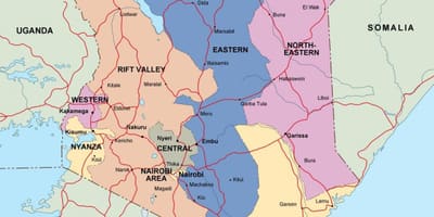 Karta över politiska karta över Kenya