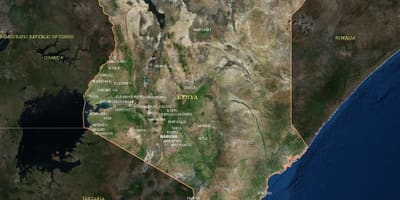 Karta över satellit karta över Kenya