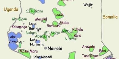 Karta över sjöar i Kenya